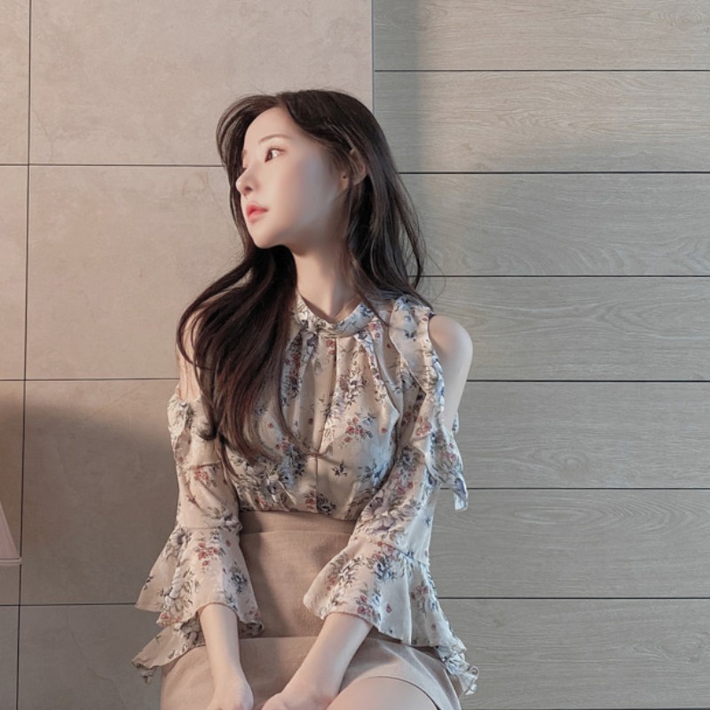 [LD94-102] BLOUSE TRANSPARAN FLORAL