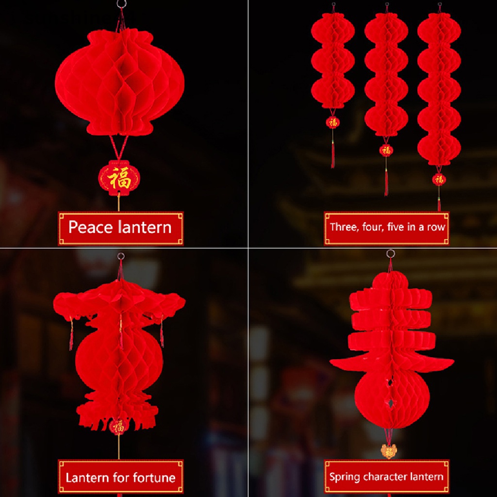 Sunshine 10PCS Lampion Kertas Merah Anti Air Untuk Dekorasi Festival Musim Semi Imlek.