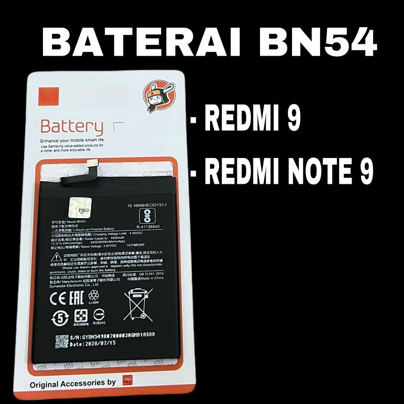 BATERAI BN54 FOR XIAOMI REDMI 9 / REDMI NOTE 9