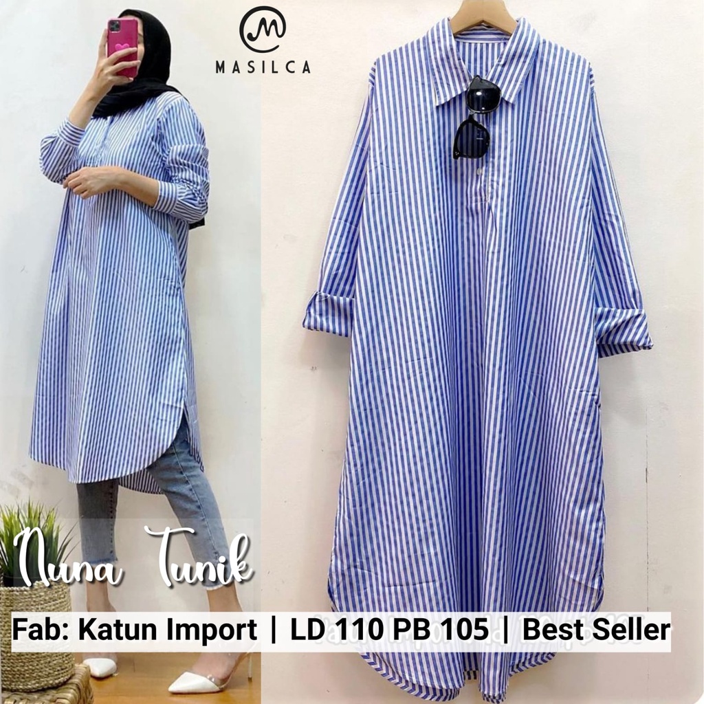 TUNIK WANITA TERBARU MOTIF SALUR JUMBO LD 120 PAKAIAN WANITA BAJU ATASAN TUNIK JUMBO GARIS GARIS KEK