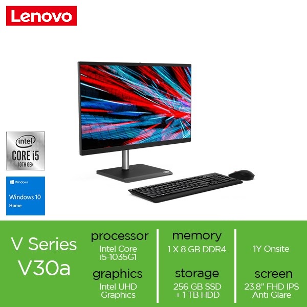 All In One PC Lenovo V30a-24IIL I5-1035G1 8GB 256GB-SSD+1T HDD W10