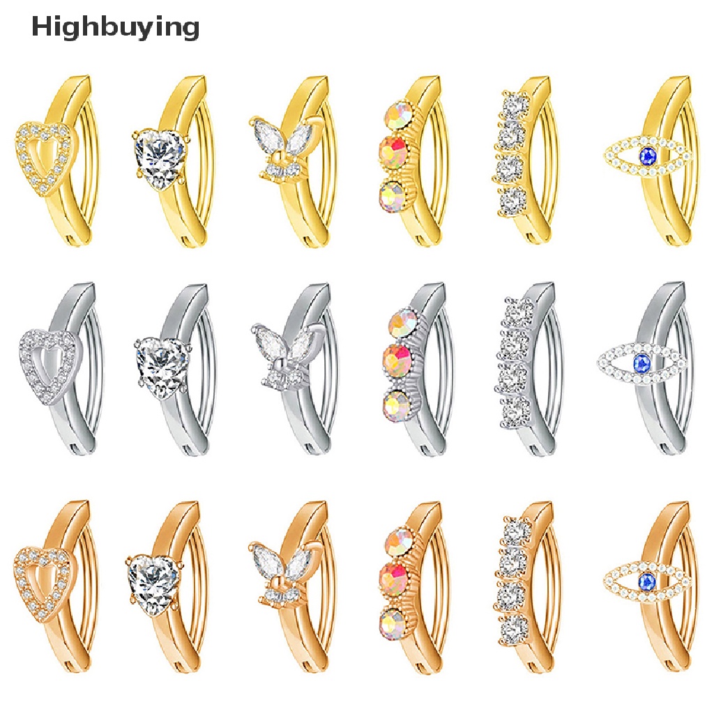 Hbid 1Pcs Kristal Pusar Untuk Wanita Gadis Reverse Curved Belly Button Ring Glory