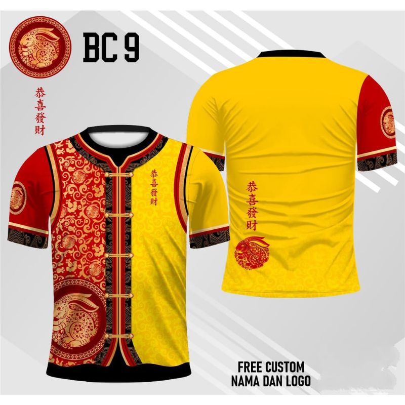 Cheongsam Pria T-Shirt Jersey /Kaos Jersey Implek/gong Xi FA Cai Lengan Pendek Free Custom/shio keli