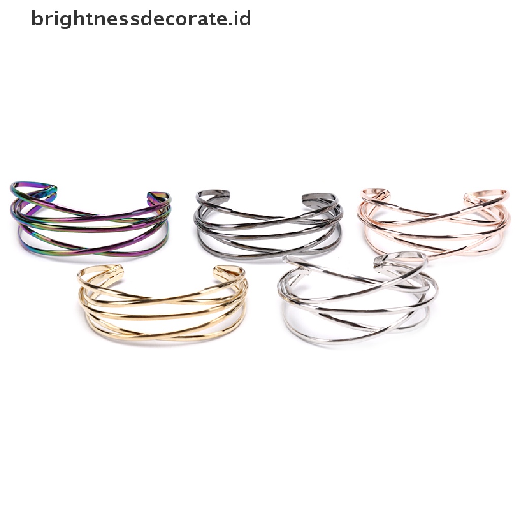 [Birth] Grosir Gelang Vintage Punk Multilayer Geometri Hollow Open Cuff Bangle [ID]