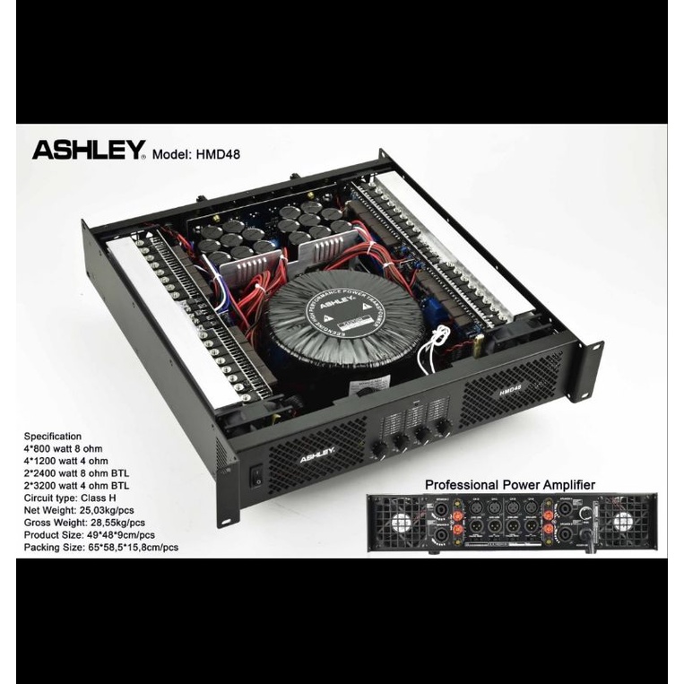 power amplifier ashley hmd48 hmd 48 4CH garansi original