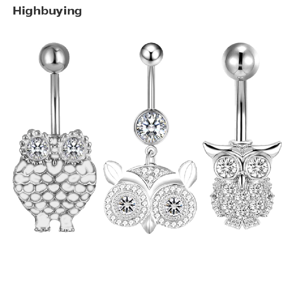 Hbid Cute Owl Belly Button Rings Kristal Zirkon Wanita Sexy Belly Button Ring Glory