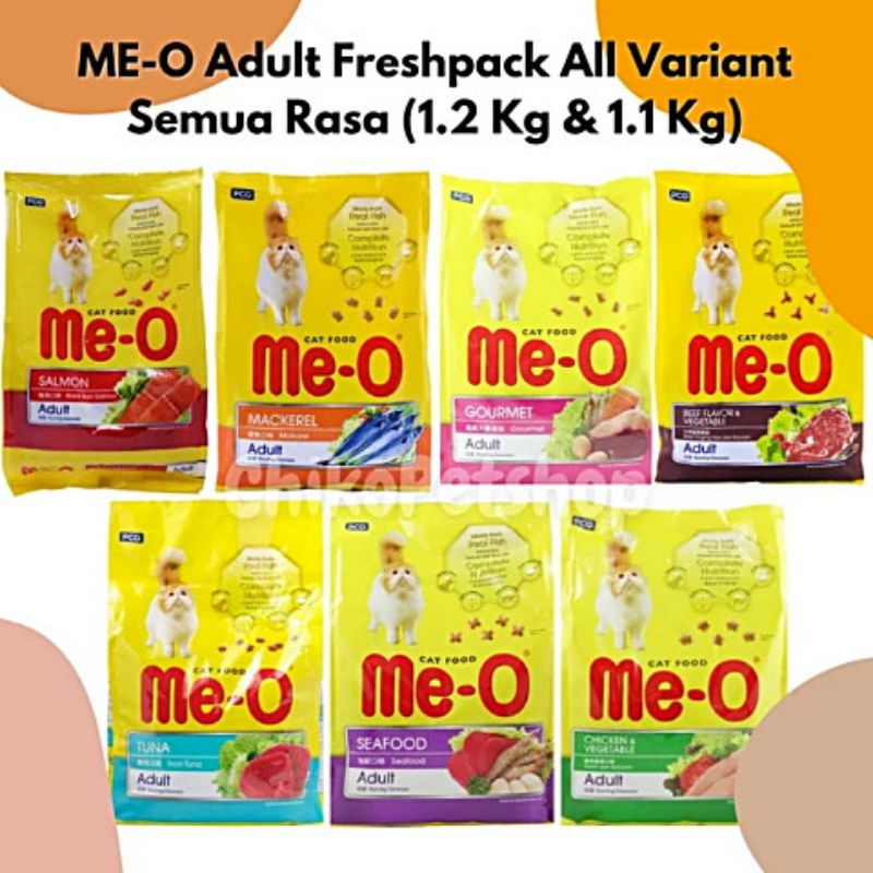 Me-O Adult All Variant Makanan Kucing MEO Semua Rasa FRESHPACK 1.2kg