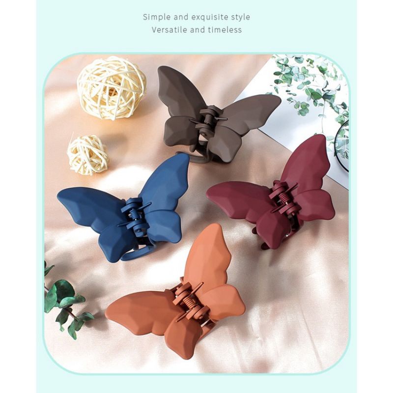 Jepit Rambut Model Kupu-Kupu 6.8cm Doff Matte Korean Style Hair Claw Fashion Jedai Korea Kupu Warna Matte Tebal Anti Patah