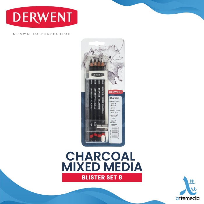 

Charcoal Pensil Arang Derwent Charcoal Mixed Media 8 Blister Set