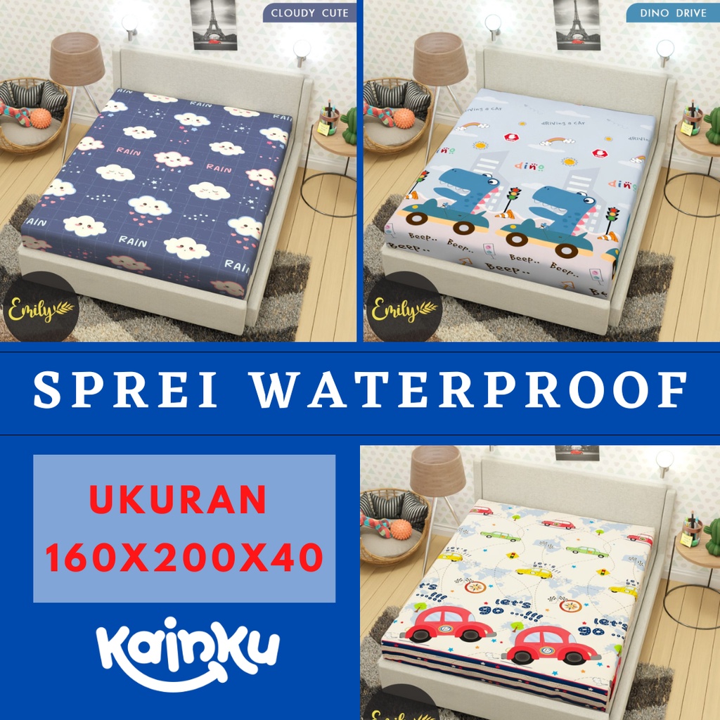 Sprei Tinggi 40 Waterproof Ukuran 160x200 MOTIF anti air anti ompol #WP160T40