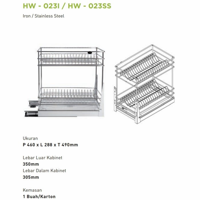 Rak Rak Piring Stainless 2 Susun Taco Hw-023Ss