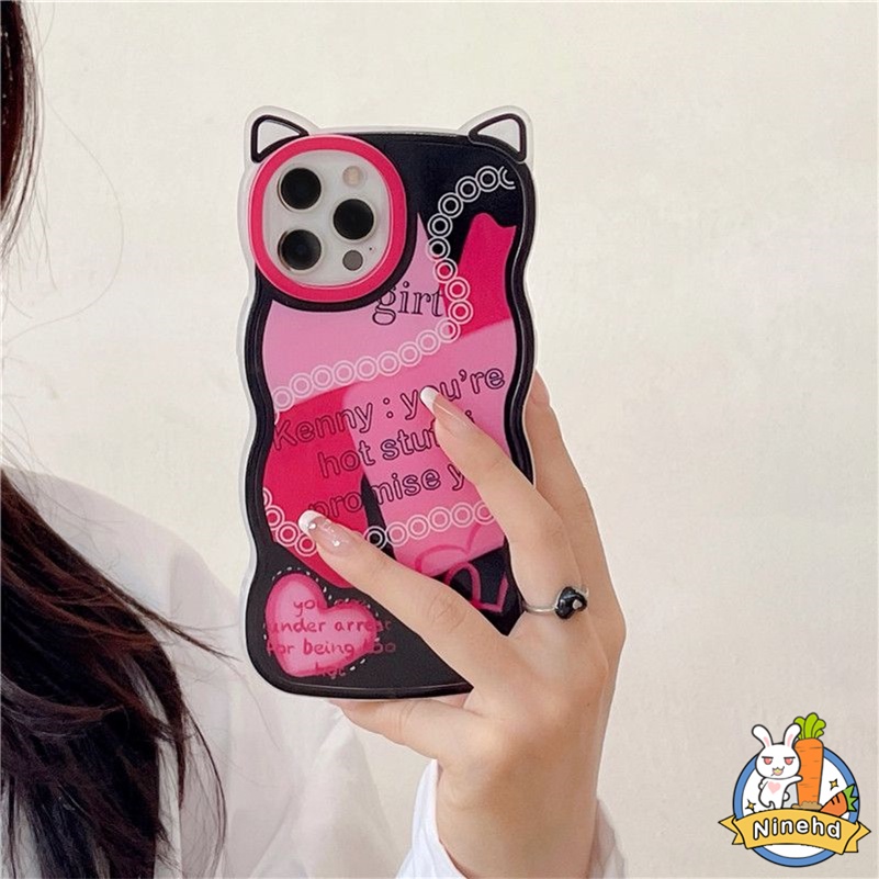 IPHONE Casing Kompatibel Untuk Iphone14 13 12 11 Pro Max X Xr Xs Max8 7 6 6s Plus SE Keren Lukisan Graffiti Telinga Kucing Shockproof Phone Case Silikon Anti-drop Soft Case Cover Pelindung