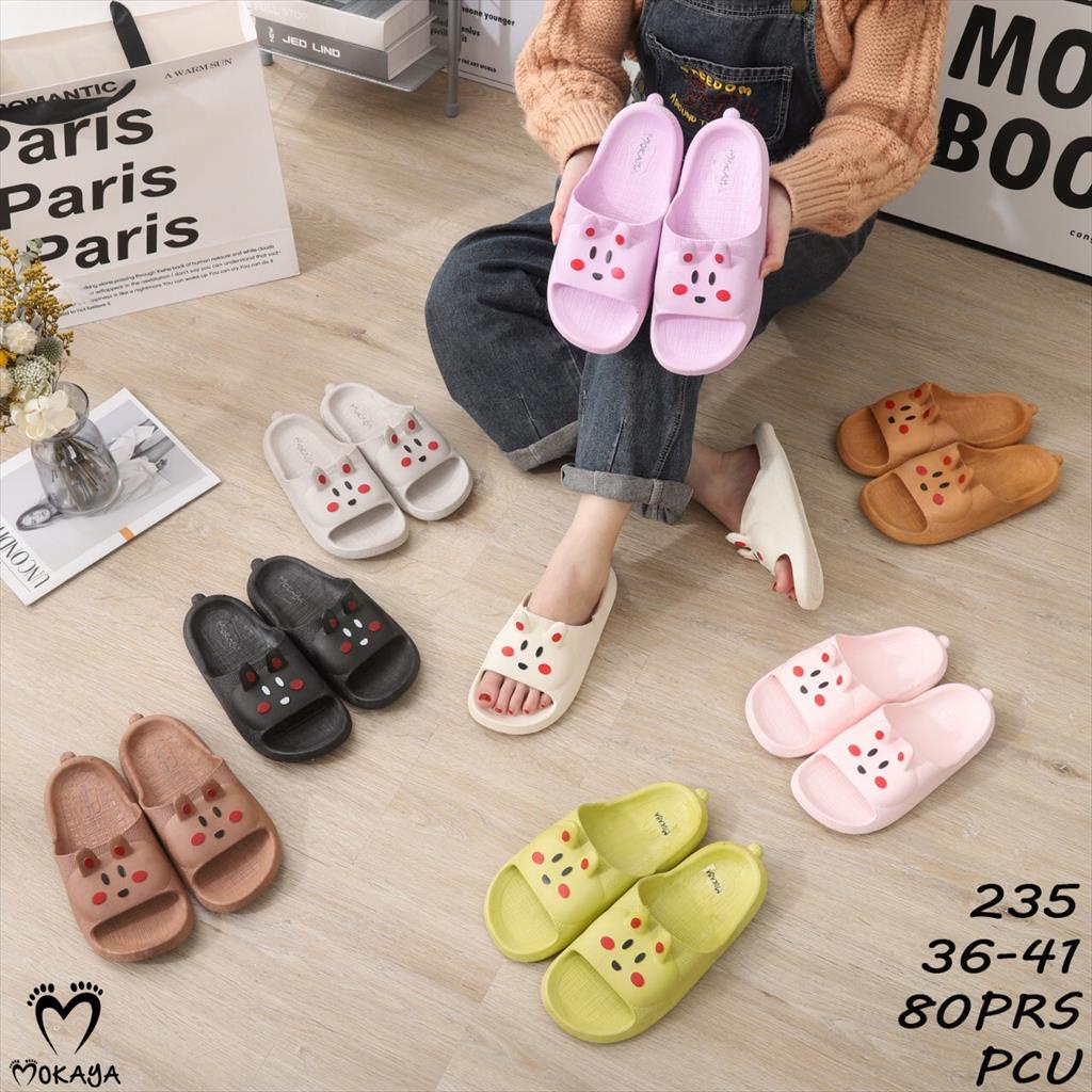 Sandal Slop Rumah Jelly Wanita Ban Motif Bunny 3D / Timbul Super Pretty Cute Import Mokaya / Size 36-41 (235)