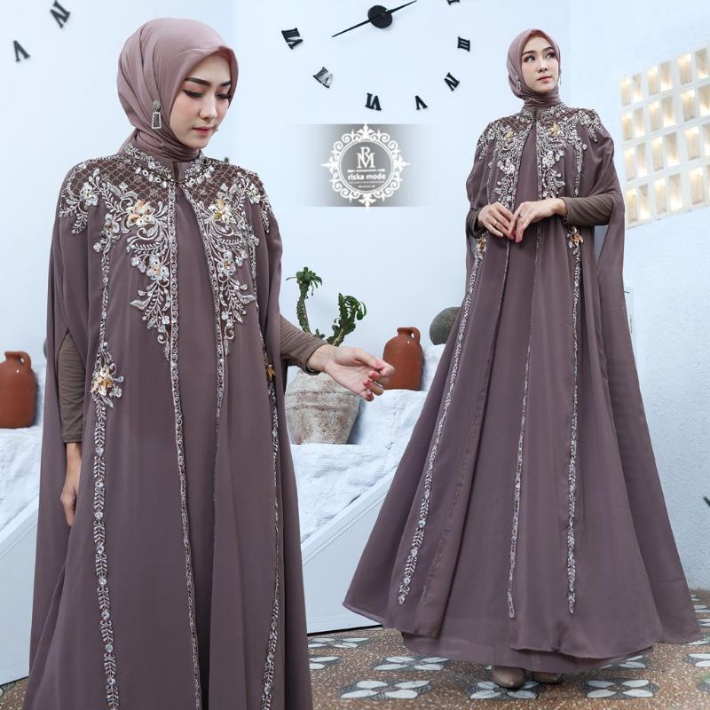 Kaftan Zahra Free Gamis Manset dan Turban Original Butik