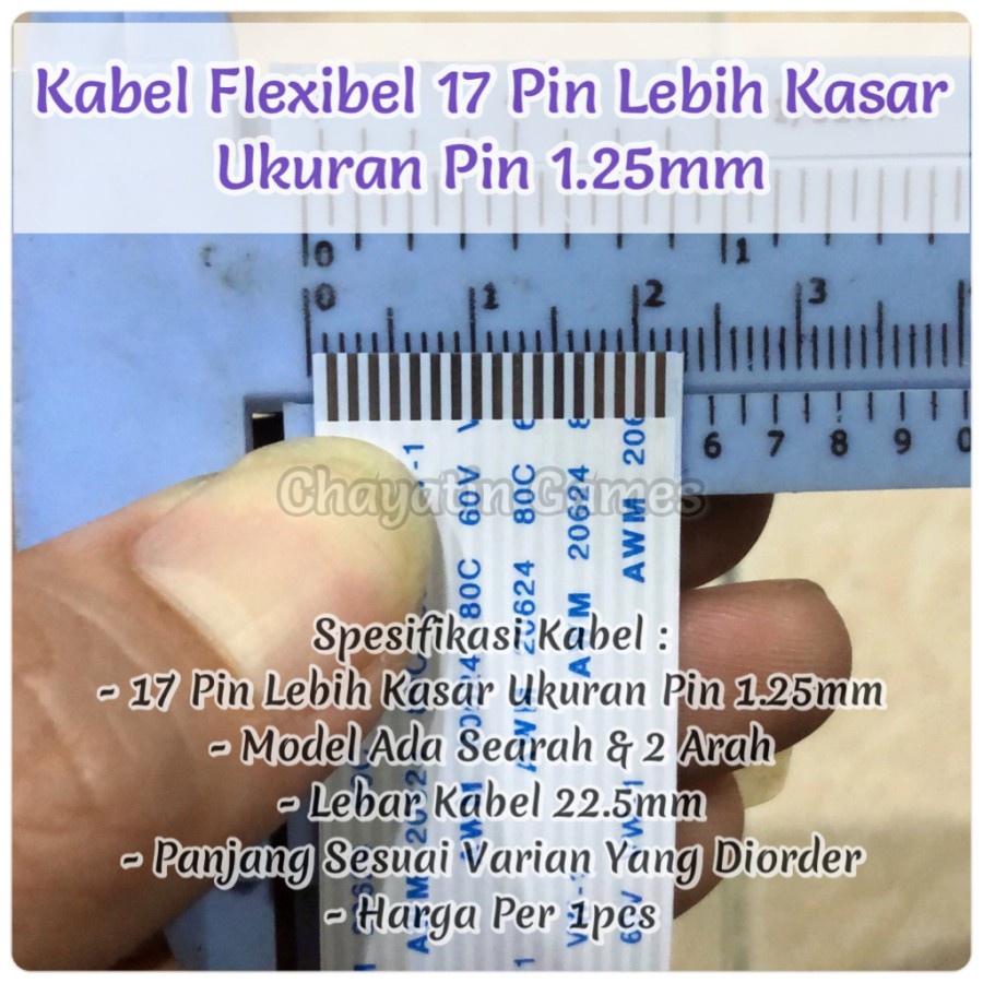 Kabel Flexibel 17 Pin Lebih Kasar Model &amp; Panjang Varian Jarak 1.25mm