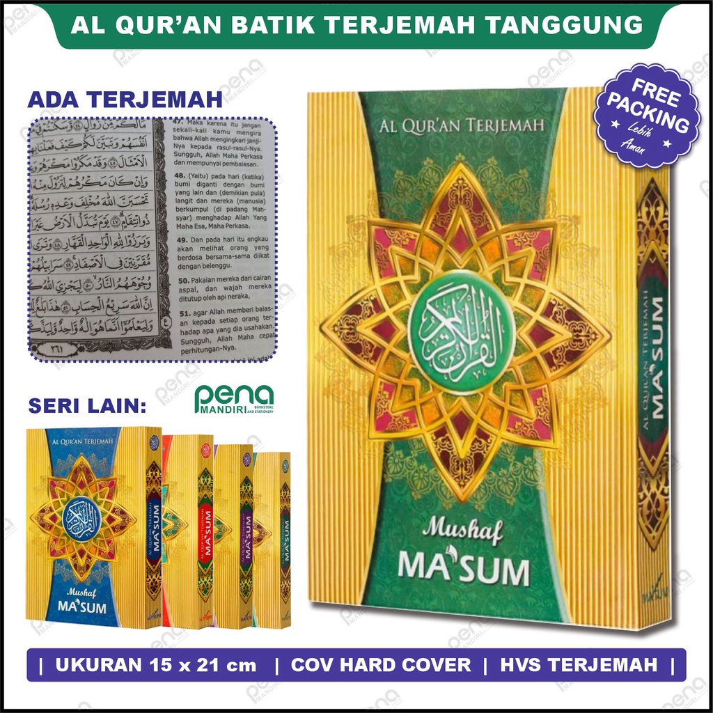 Alquran Terjemah Ma'sum HVS Ukuran A5 - Al Quran Mushaf Ma'sum - Al Qur'an Terjemahan A5