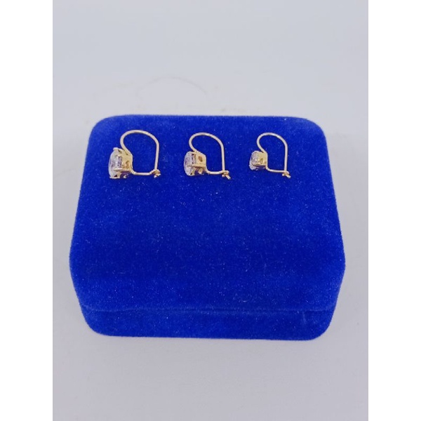 anting kait solitaire (desi) mp silver925 / anting dewasa dan anak perak asli lapis mas