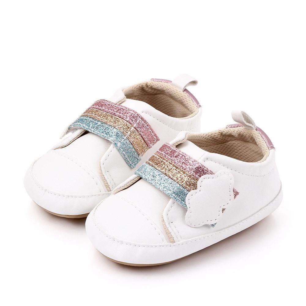 Sepatu Anak Perempuan IMPORT Tapak Karet Sneakers Bayi Cewek Impor Motif Pelangi Rainbow Shoes