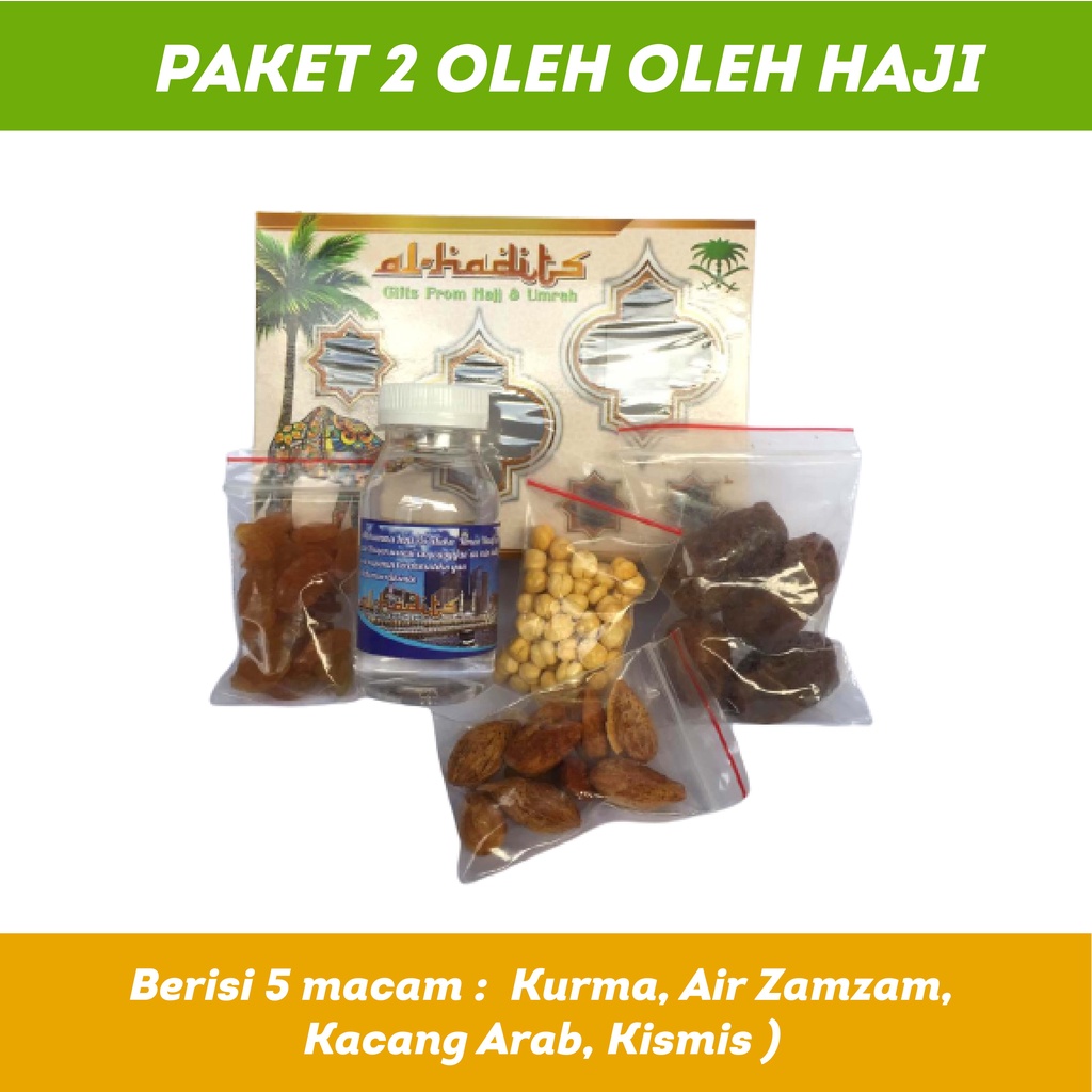 paket 2 oleh oleh haji dan umroh + kacang almond + air zamzam