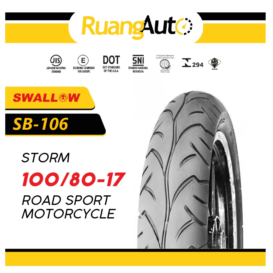 BAN MOTOR SWALLOW SB-106 STORM UKURAN | 100/80 | 100/80-17 | RING 17 | TUBLES