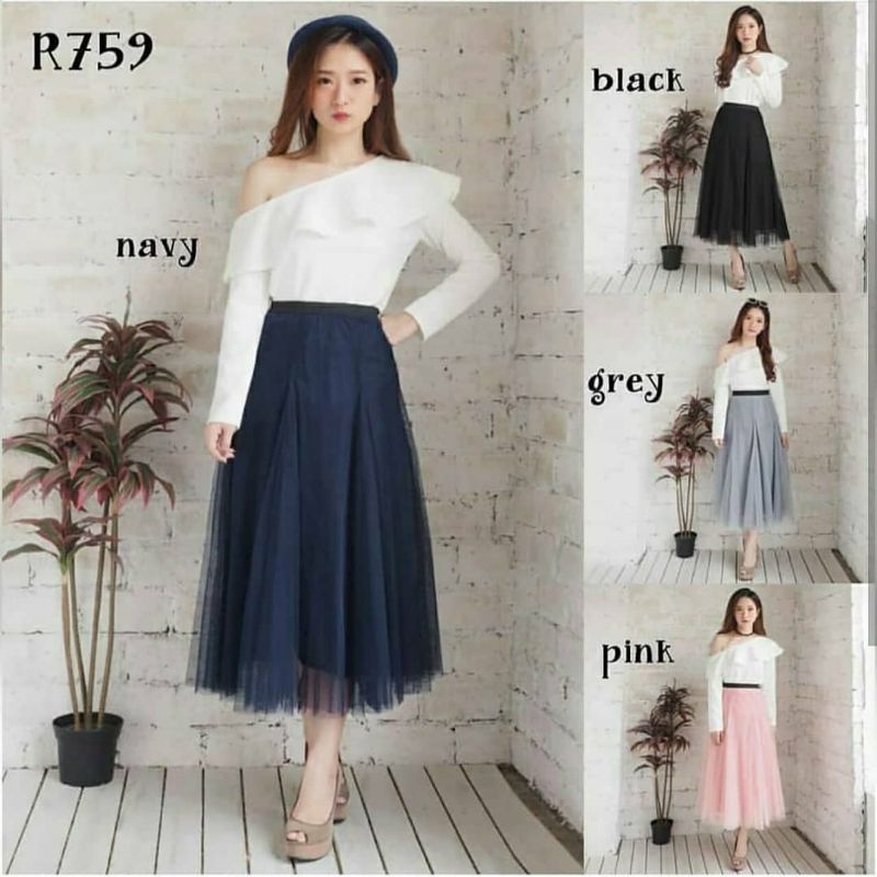 Ariana Rok Tutu Midi Skrit Dewasa Rok Tutu Pendek Tile 2 Lapis