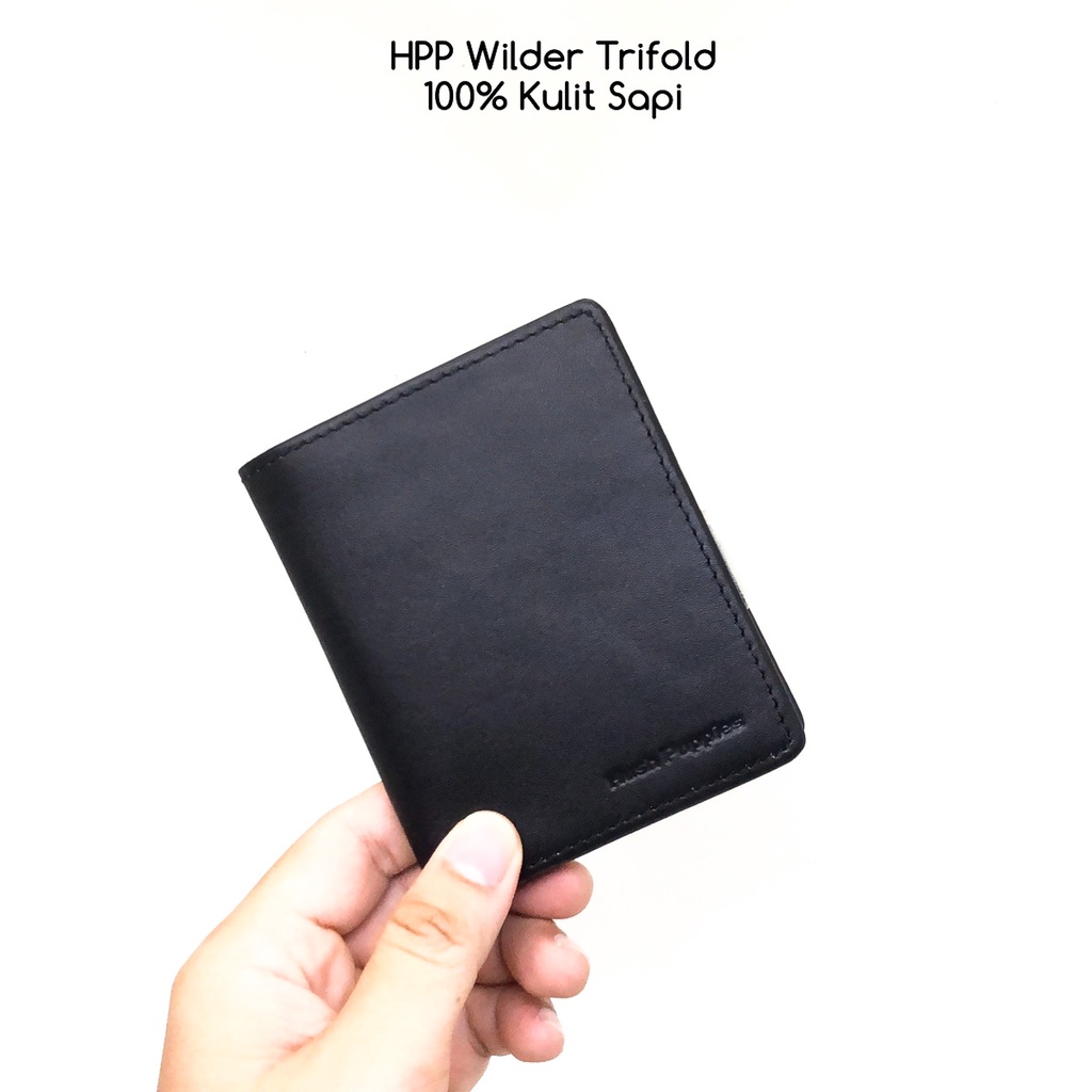 dompet pria hushpuppies wilder 2 trifold jetblack premium quality bahan asli kulit sapi dompet cowok