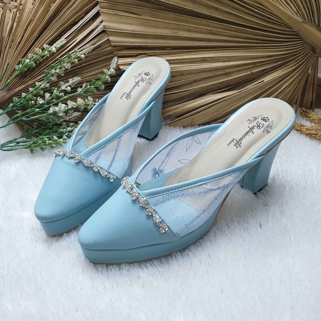 Sepatu wedding pesta cantik alexna babyblue tinggi hak 9cm