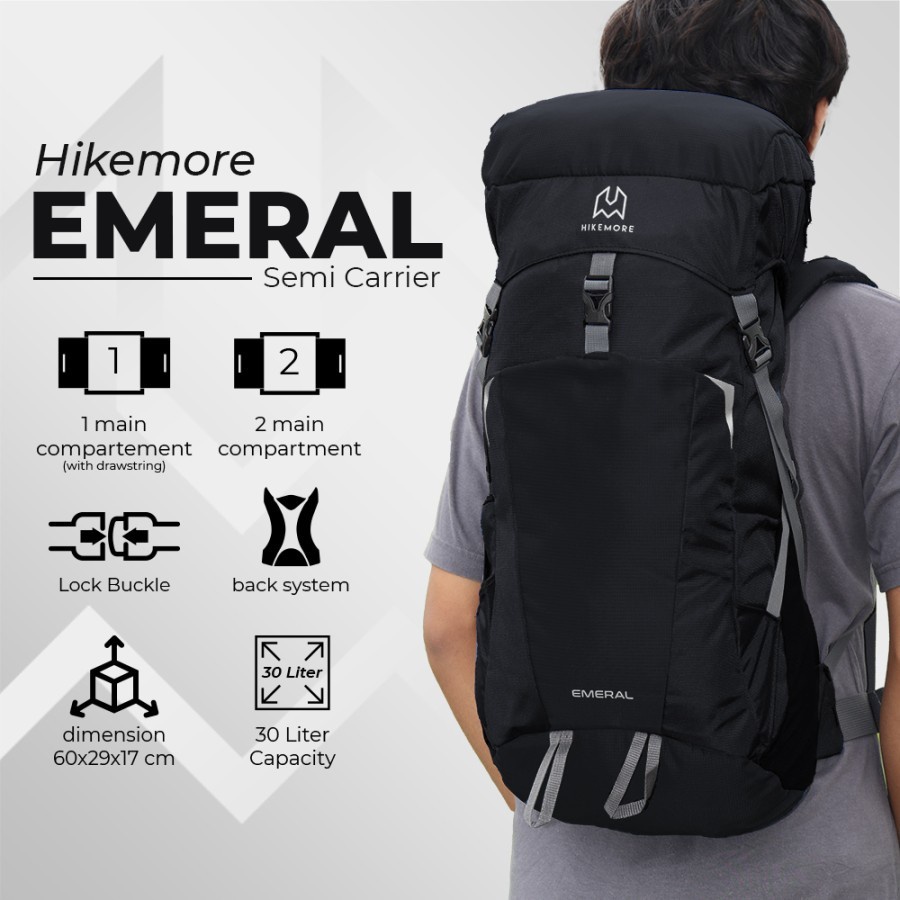 Hikemore Emeral Tas Ransel Gunung Semi Carrier 30 Liter Outdoor Original