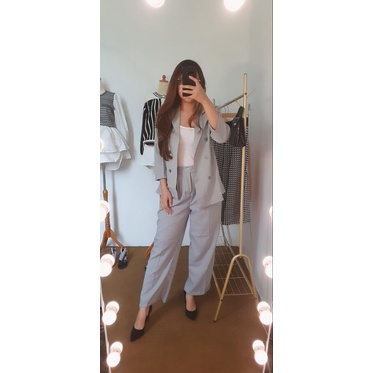 Elegant Blazer Set Basic Blazer Set Setelan Blazer Wanita Kulot Set