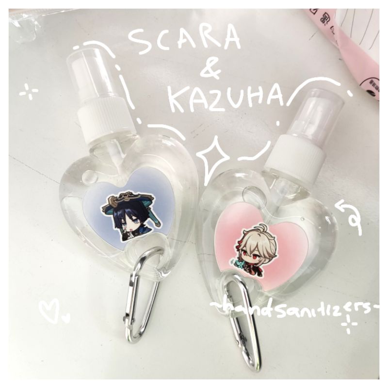 genshin impact hand sanitizer (kazuha, scaramouche/wanderer)