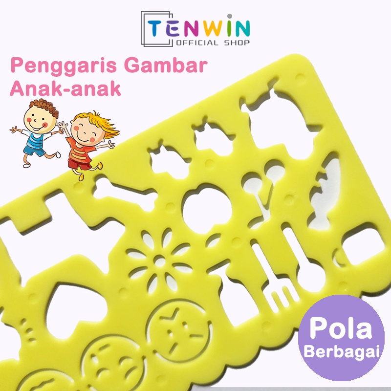 

Penggaris gambar anak-anak/Penggaris Pengaris Plastik Untuk Gambar Pola Bentuk Stationary Alat Tulis-Tenwin