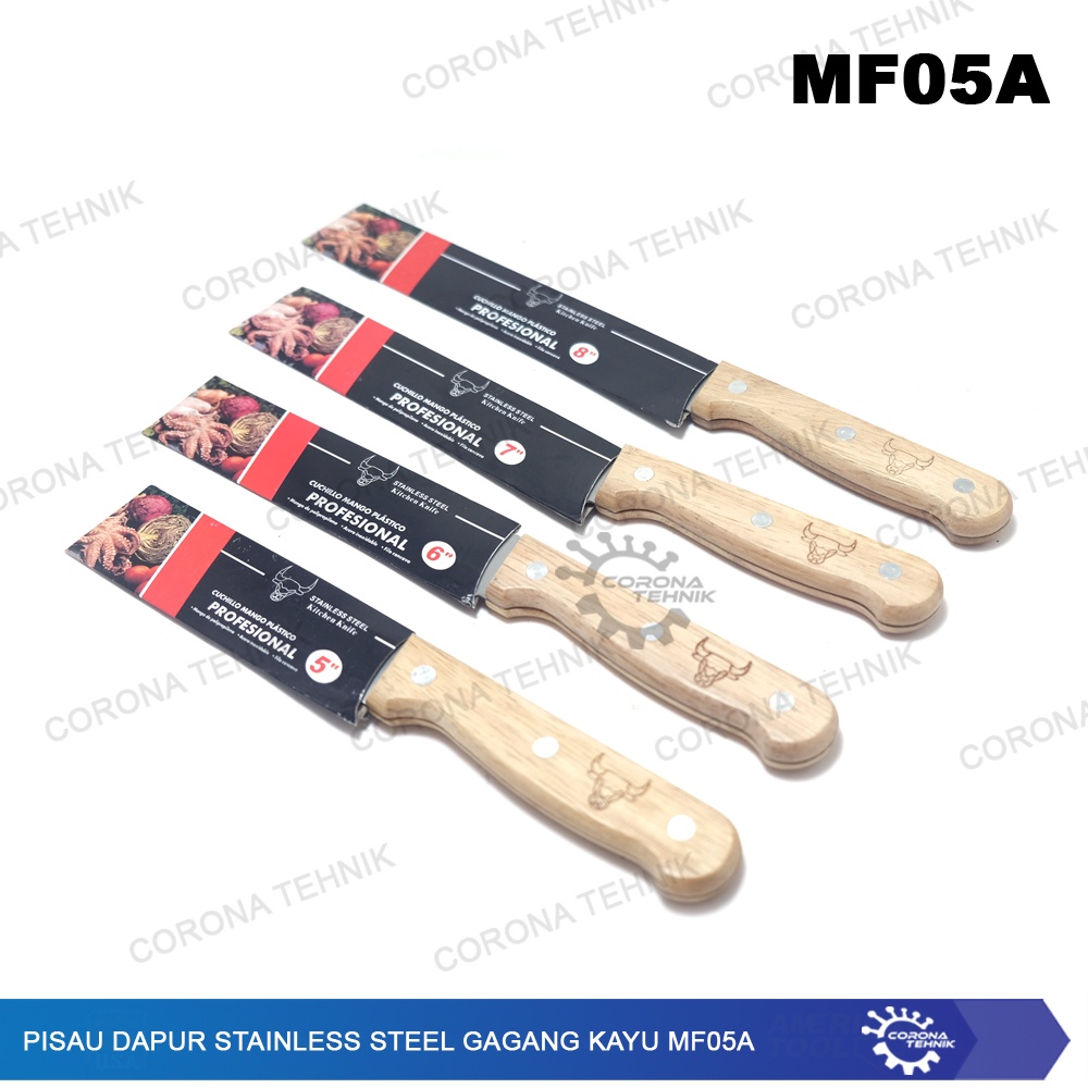 Gagang Kayu MF05A Pisau Dapur Stainless Steel