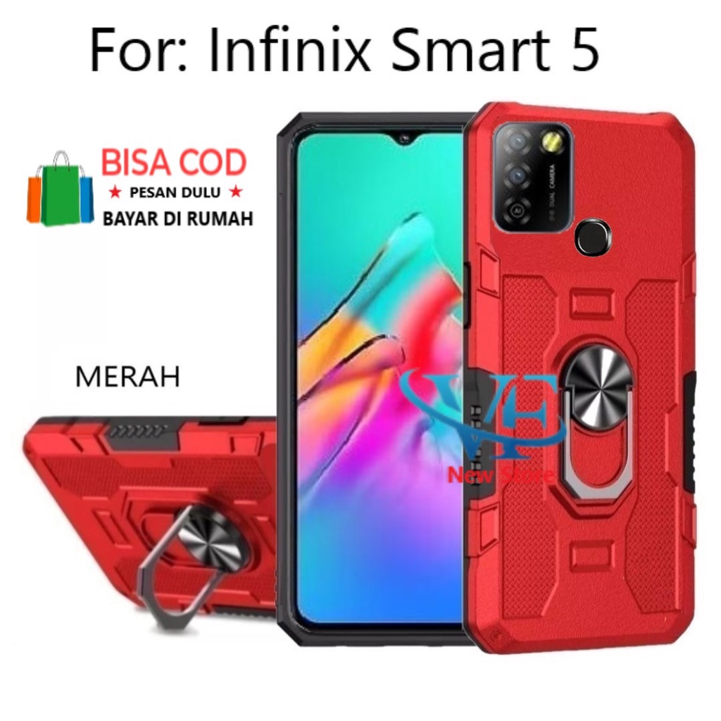 CASING INFINIX SMART 5  CASE HIT EYE RING--HARD CASE STANDING ROBOT  INFINIX SMART 5