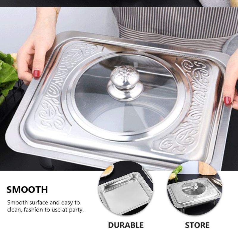 RUI XING Fast Food Dish Tempat Prasmanan Tutup Kombinasi Wadah Saji Stainless