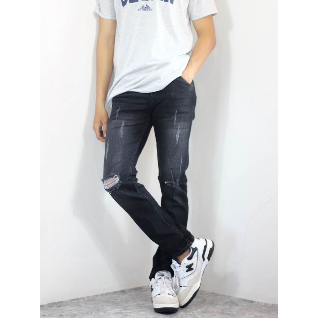 celana sobek pria panjang slimfit / jeans panjang pria sobek / jeans sobek lutut pria / jeans pria sobek / jeans sobek panjang