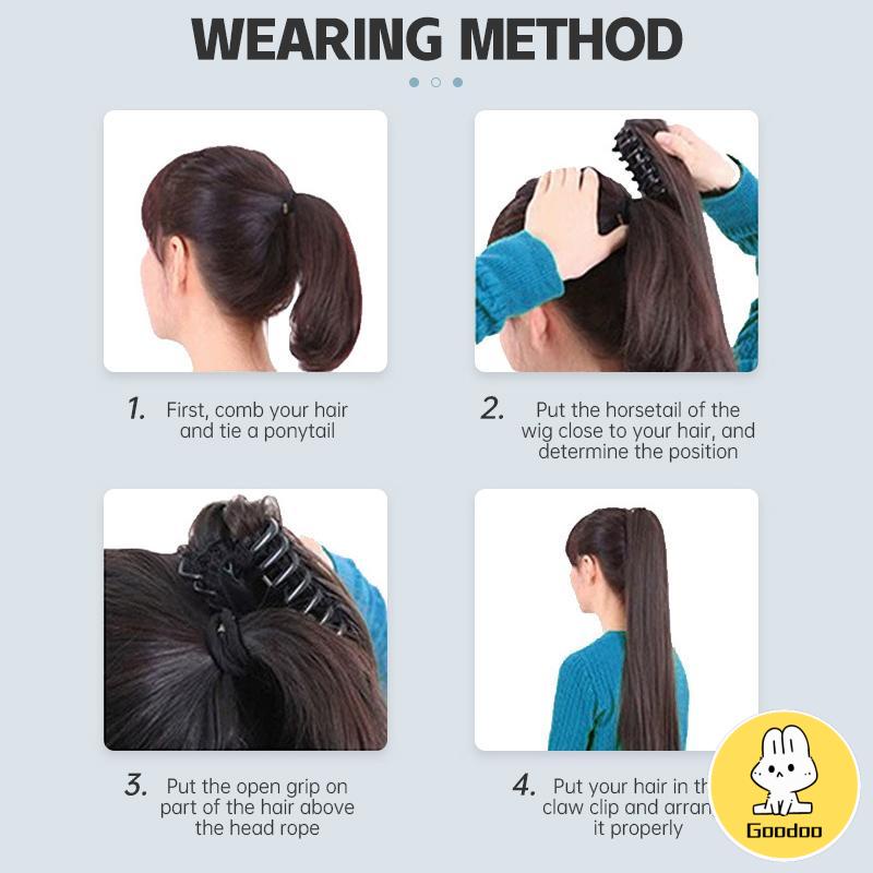 Ikat Rambut Palsu Gelomban Wig Rambut Gelombang Cakar Klip Rambut Pendek Kuncir Kuda Poni Keriting 8 Gigi Klip Wig Wanita -Doo