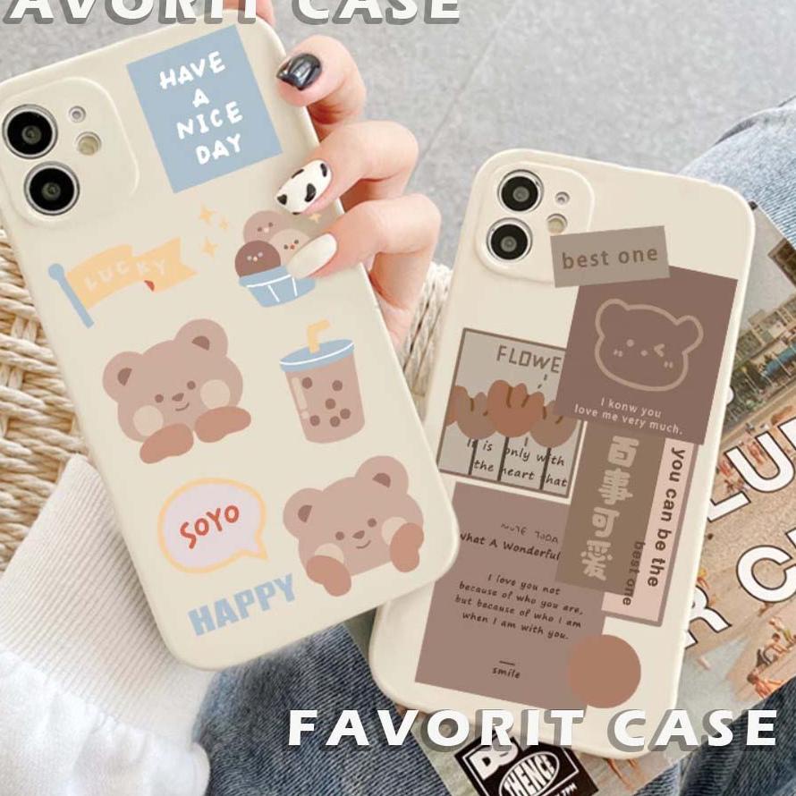 RVN199 Soft Case Oppo F1s F5 F7 F9 F11 F15 F17 F19 PRO Motif Bear Lucu Beruang Silikon Casing Square