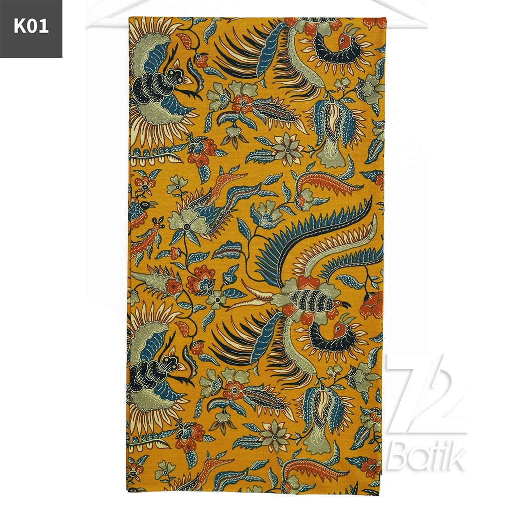 KAIN BATIK PREMIUM Bahan Katun Motif Burung Duri Kuning 722769 Cap 72 Jarik Jarit Samping Kebat Panjang Batik Katun Modern Premium Bahan Seragam Batik Pernikahan Kantor Keluarga Murah Kamen Jadi Batik Bali Lembaran