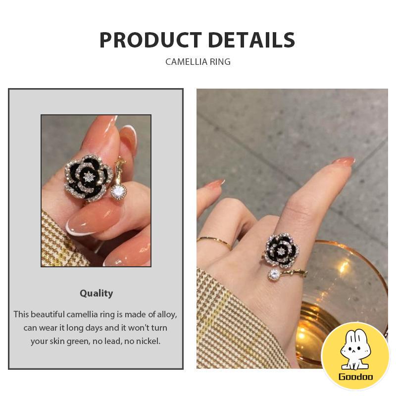 Cincin Camellia Berlian Aksesori Cincin Mewah Wanita -Doo