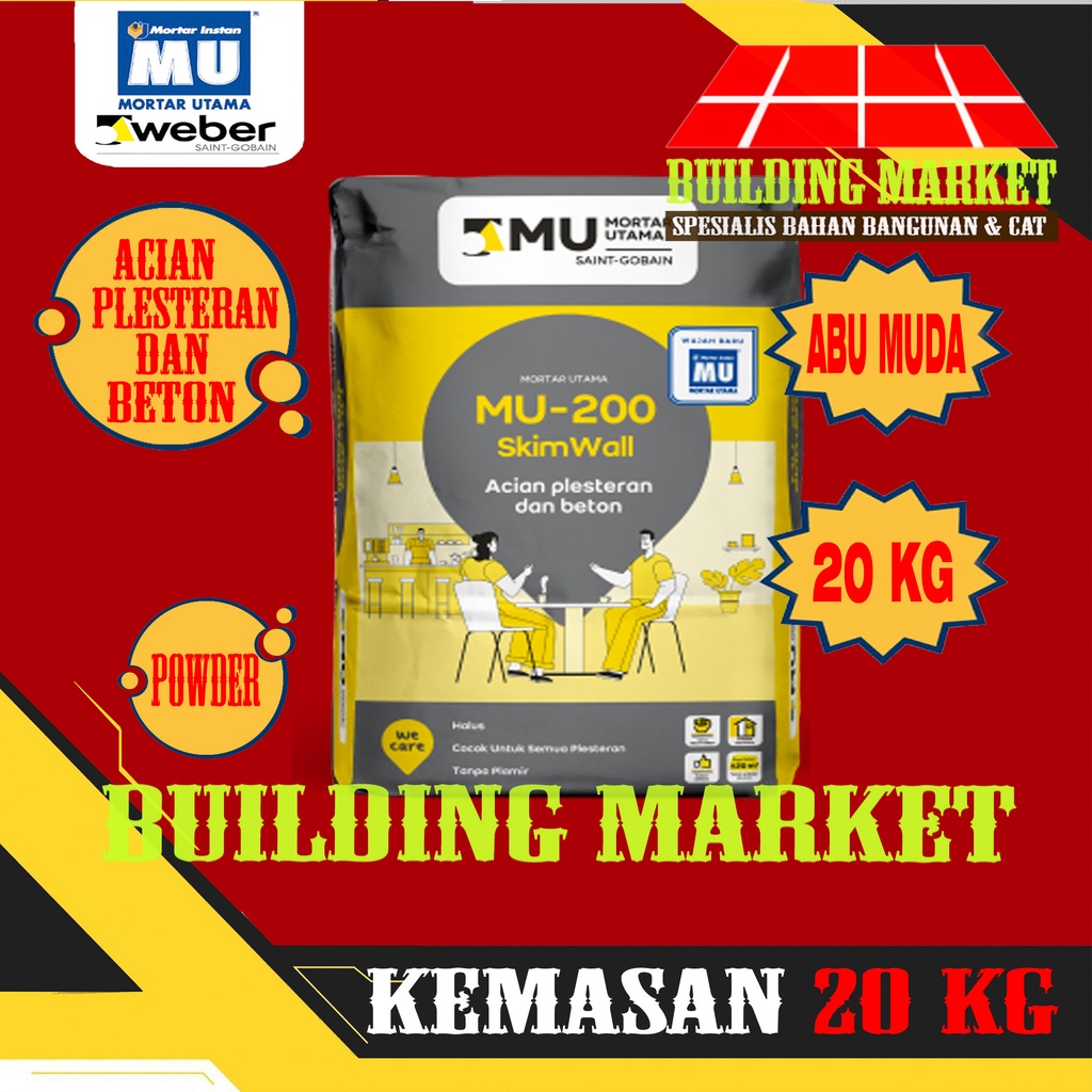 Semen MU 200 Skim Wall 20 KG Acian Plesteran Dan Beton