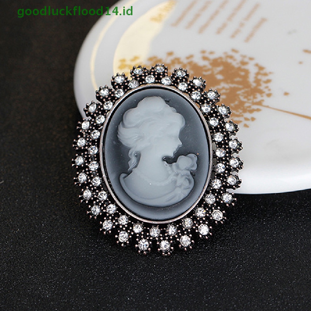 [GOOGFOUR] Vintage Cameo Victoria Gaya Kristal Pesta Pernikahan Wanita Liontin Bros Pin [TOP]