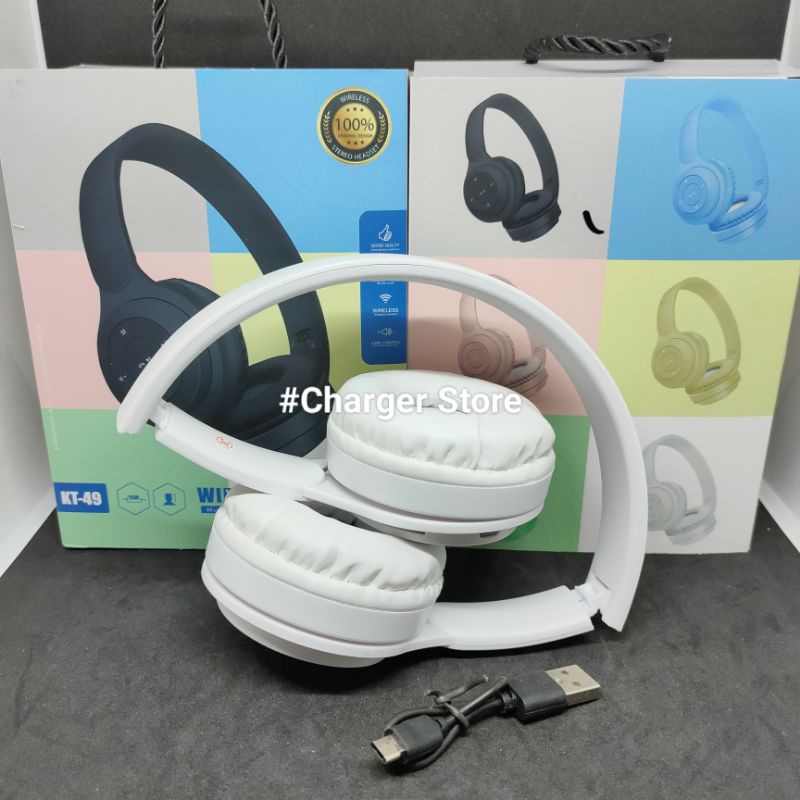 Headphone Bluetooth Macaron Bando KT-49 / Headset Wireless Stereo Musik Extra BASS