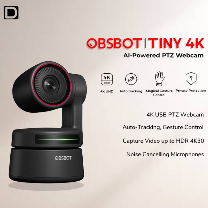 Webcam Obsbot Tiny 4K Ai-Powered Ptz 4K Webcam