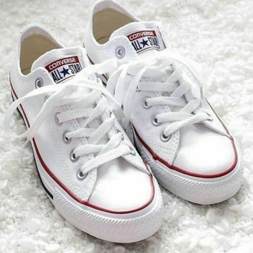 Sepatu Casual Harian Sekolah Kuliah Converse Allstar CT Mono Full White Putih Low Pria Wanita Couple