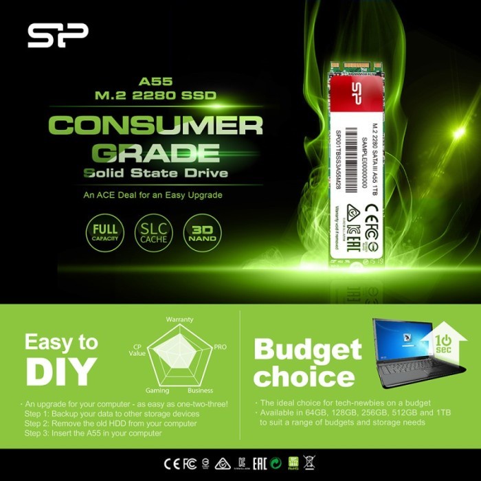 SSD Silicon Power A55 256GB M.2 2280 SATA III 3D