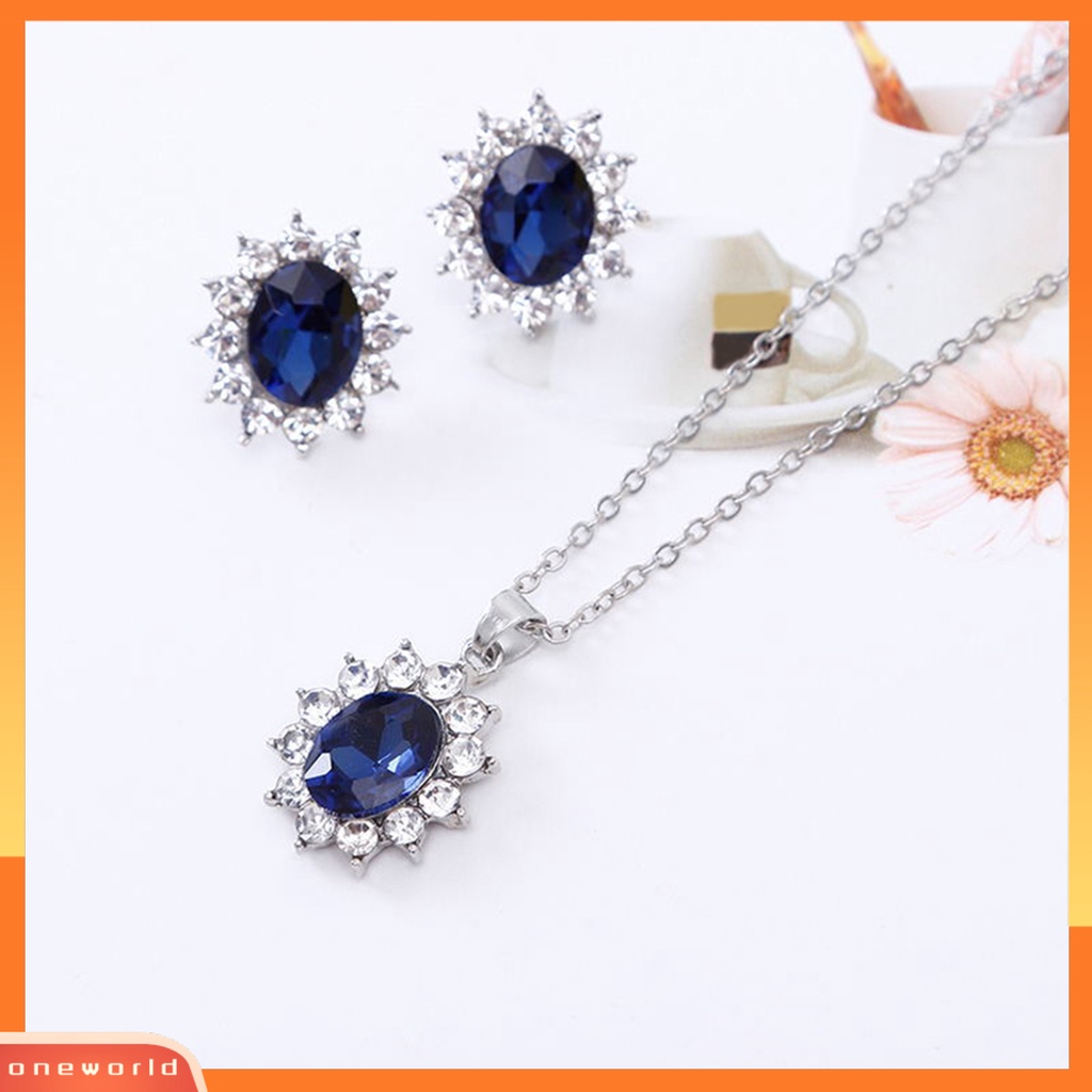 [oneworld] Set Perhiasan Set Perhiasan Anting Fashion Alloy Ramah Kulit Elegan Untuk Pesta