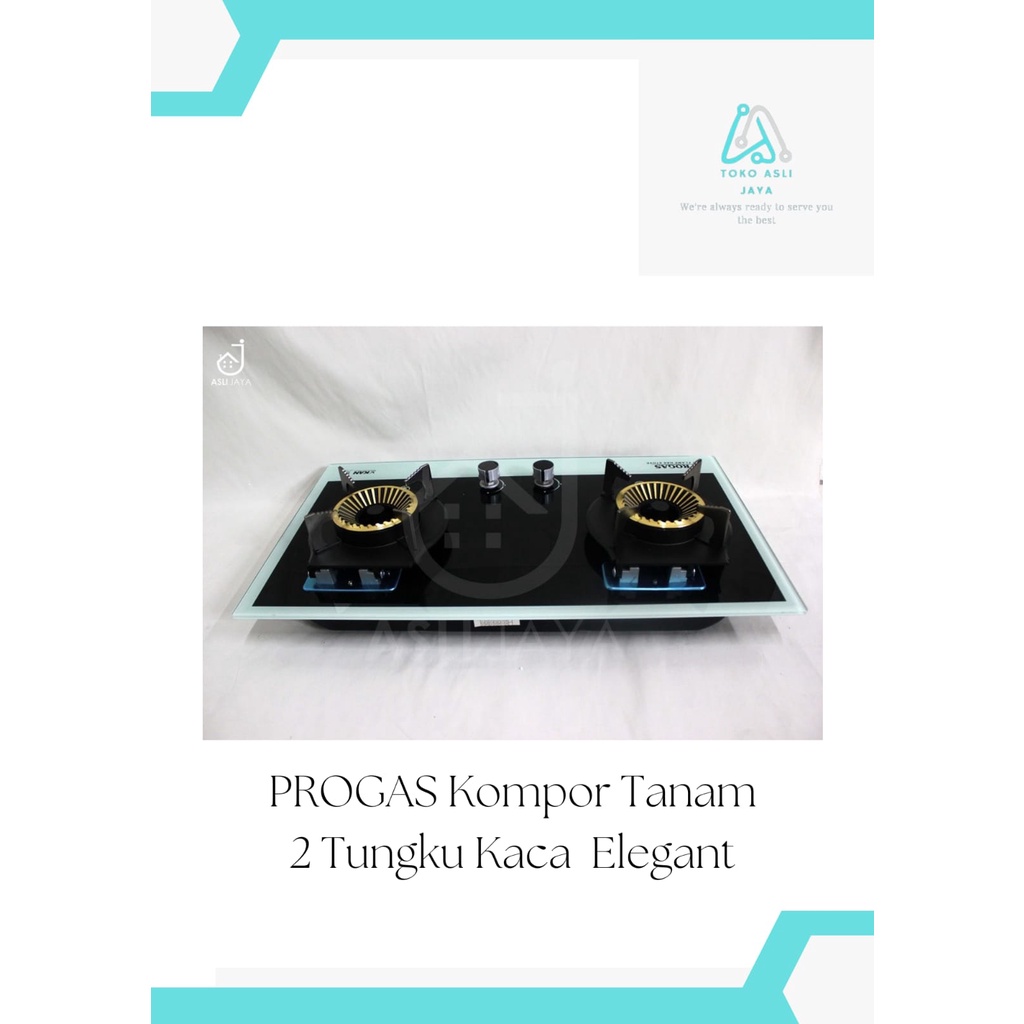 PROGAS Kompor  2 Tungku Tanam Kaca  ELEGANT Original