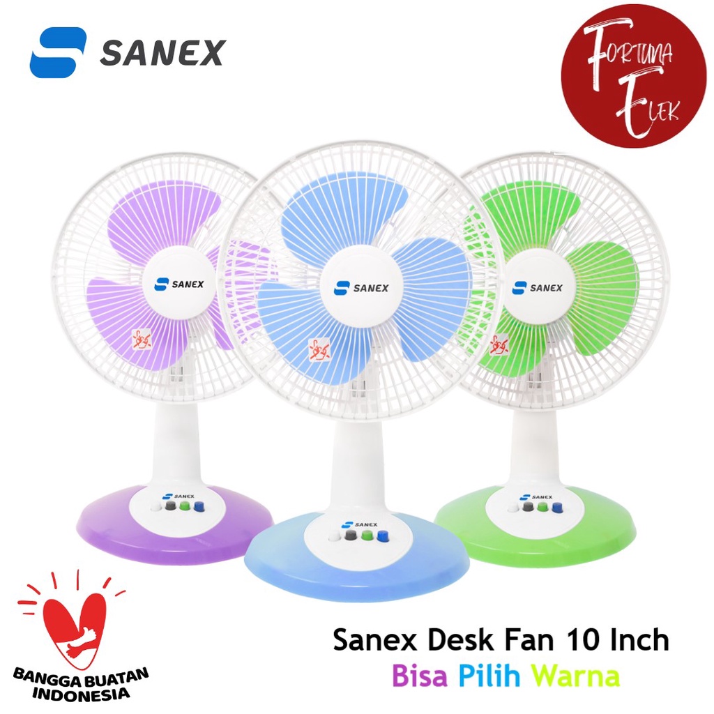 SANEX Desk Fan Kipas Meja 10 Inch FD 1088 / 1087 Warna Ungu Hijau Biru