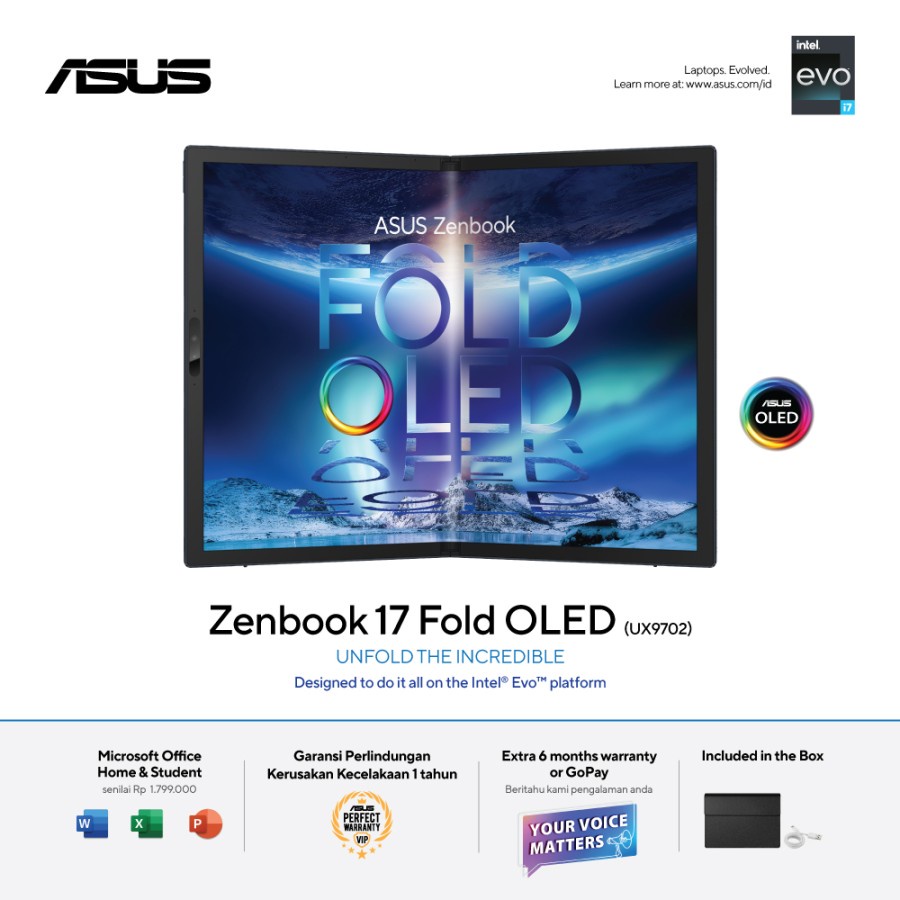 Asus ZenBook 17 Fold UX9702AA-FOLED711 /Core i7-1250U/16GB/1TB SSD/17.3″ Touch/Win 11 Home+OHS 2021/