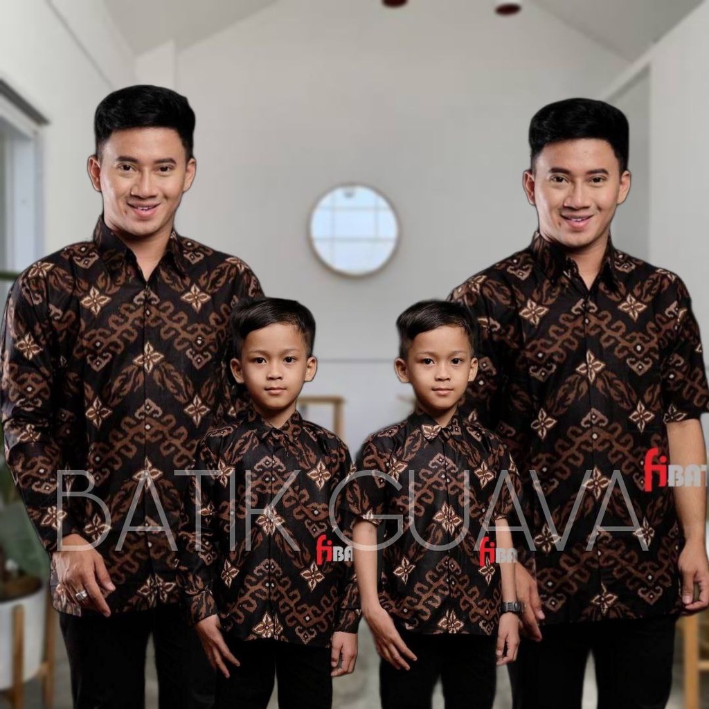 COD - Batik couple ayah anak laki-laki kekinian motif songket coklat - Bisa pisah.